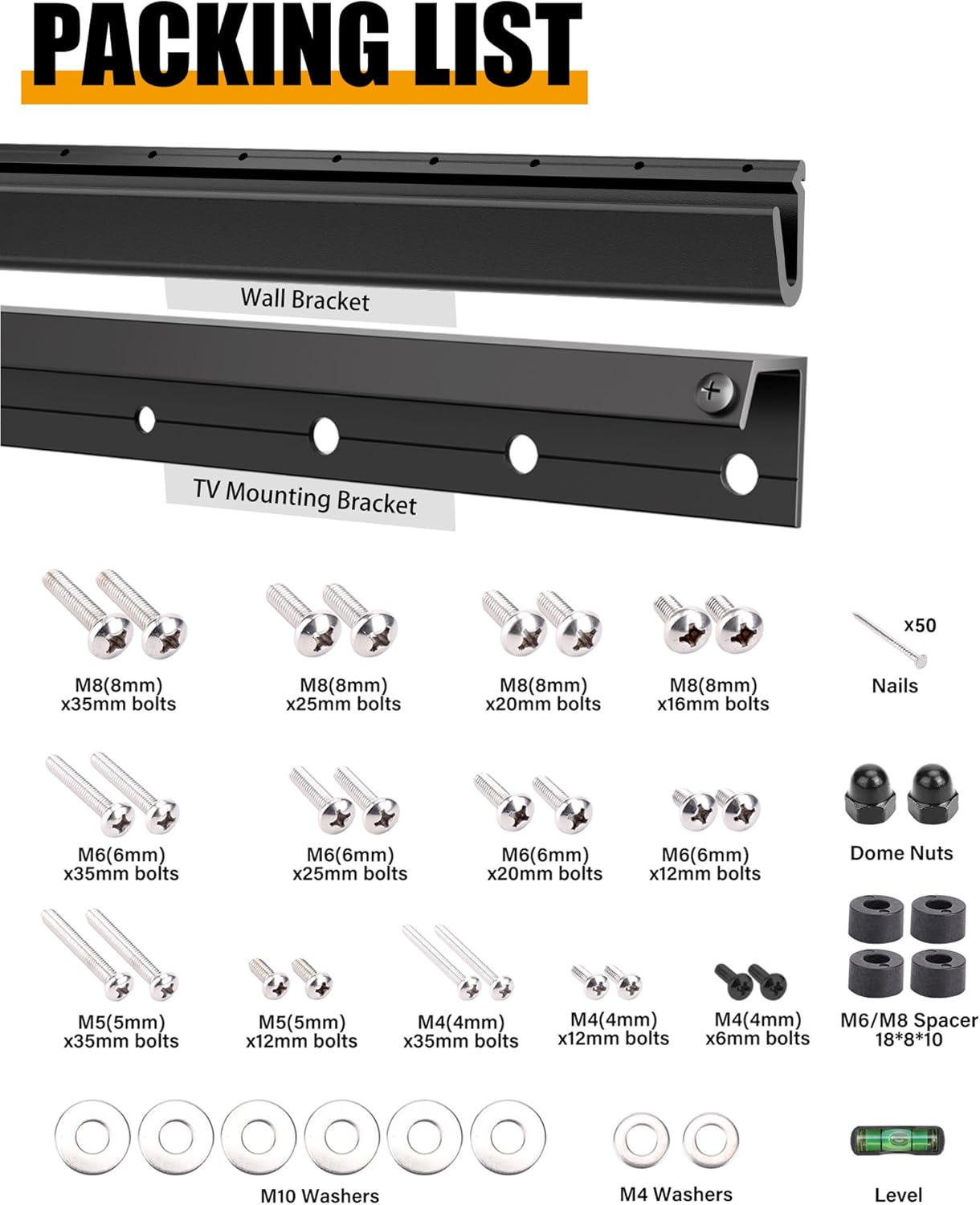Studless TV Wall Mount for 26-55 Inch TVs, No Stud TV Wall Mount Bracket for Drywall, Holds Up to 100 lbs, No Drilling Required, Easy Install with Bubble Level Included