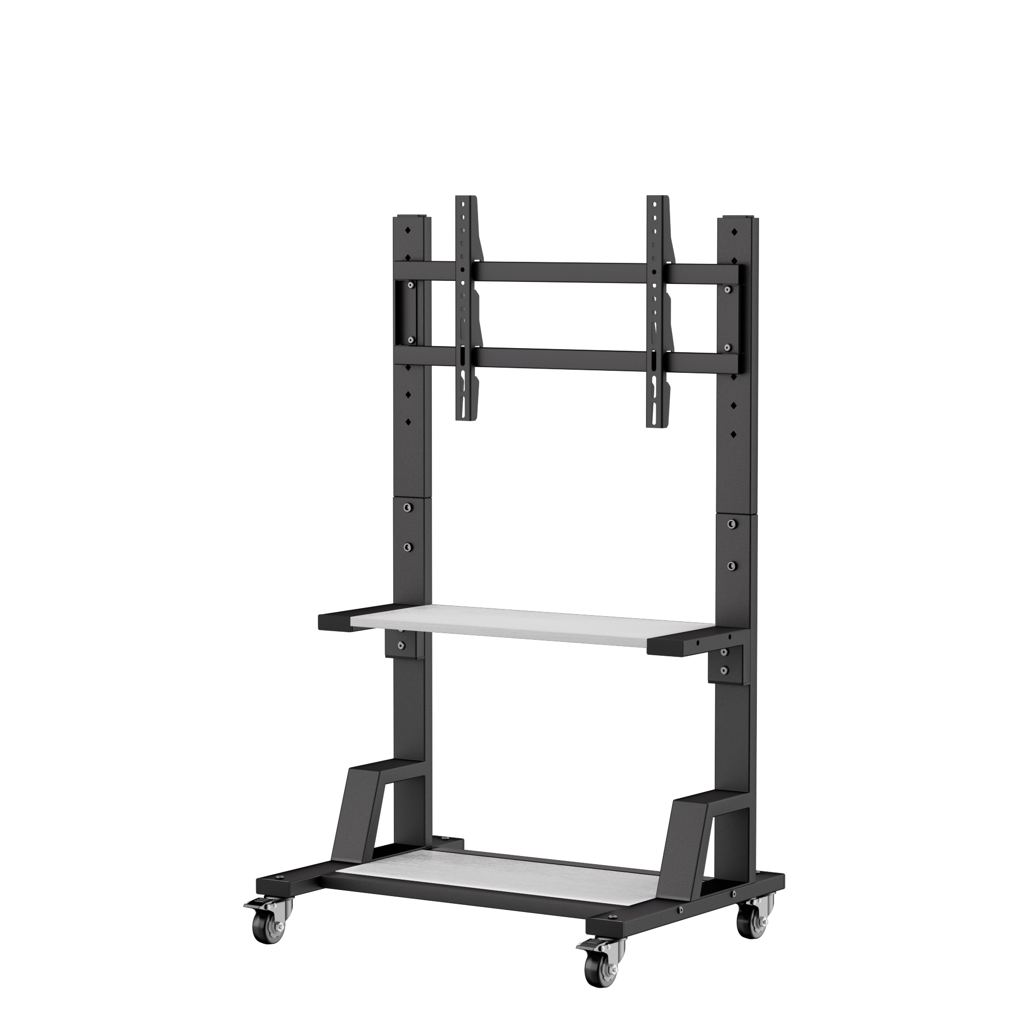 Mobile TV Cart with Storage Shelf, Rolling TV Stand for 32-75 Inch Flat Screens TVs, Height Adjustable Portable TV Stand for Home, Office, Outdoor, Easy to Install Max VESA 600x400mm (White)